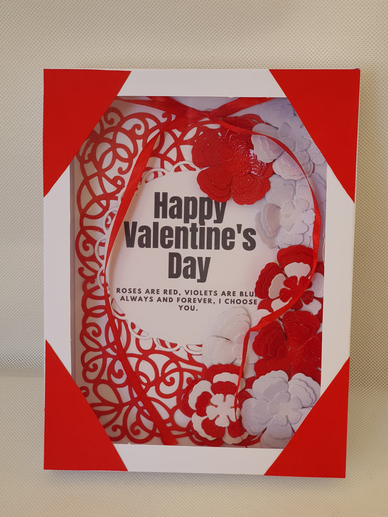 Handmade Red & White Valentine’s Ribbon Card with Gift Box – CamieRoseUK