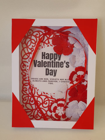 Handmade Red & White Valentine’s Ribbon Card with Gift Box – CamieRoseUK