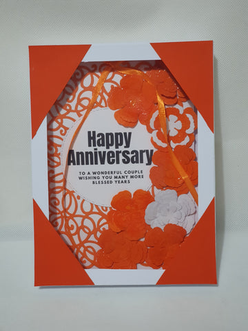 Handmade Orange & White Ribbon Card with Gift Box – CamieRoseUK