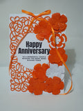 Handmade Orange & White Ribbon Card with Gift Box – CamieRoseUK