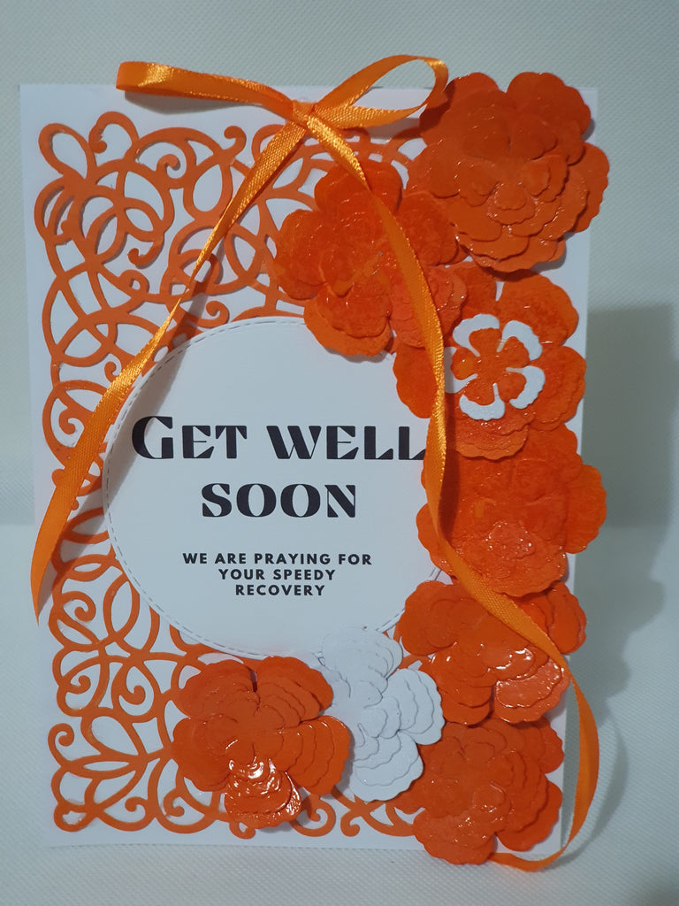 Handmade Orange & White Ribbon Card with Gift Box – CamieRoseUK