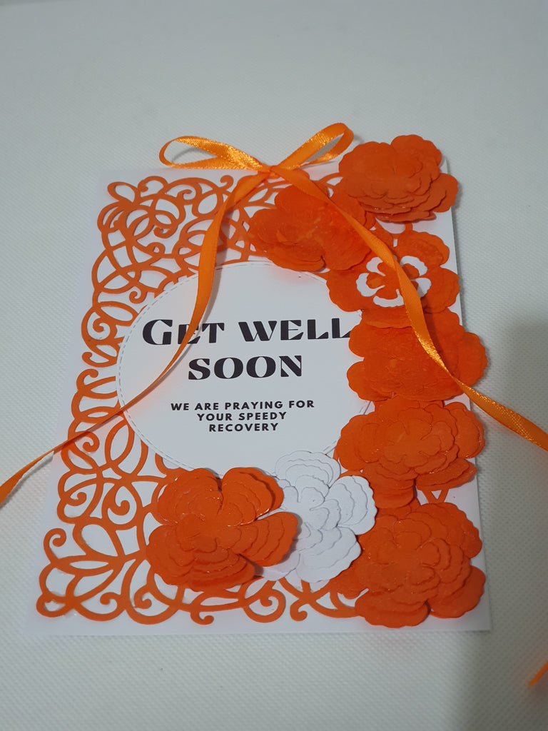 Handmade Orange & White Ribbon Card with Gift Box – CamieRoseUK