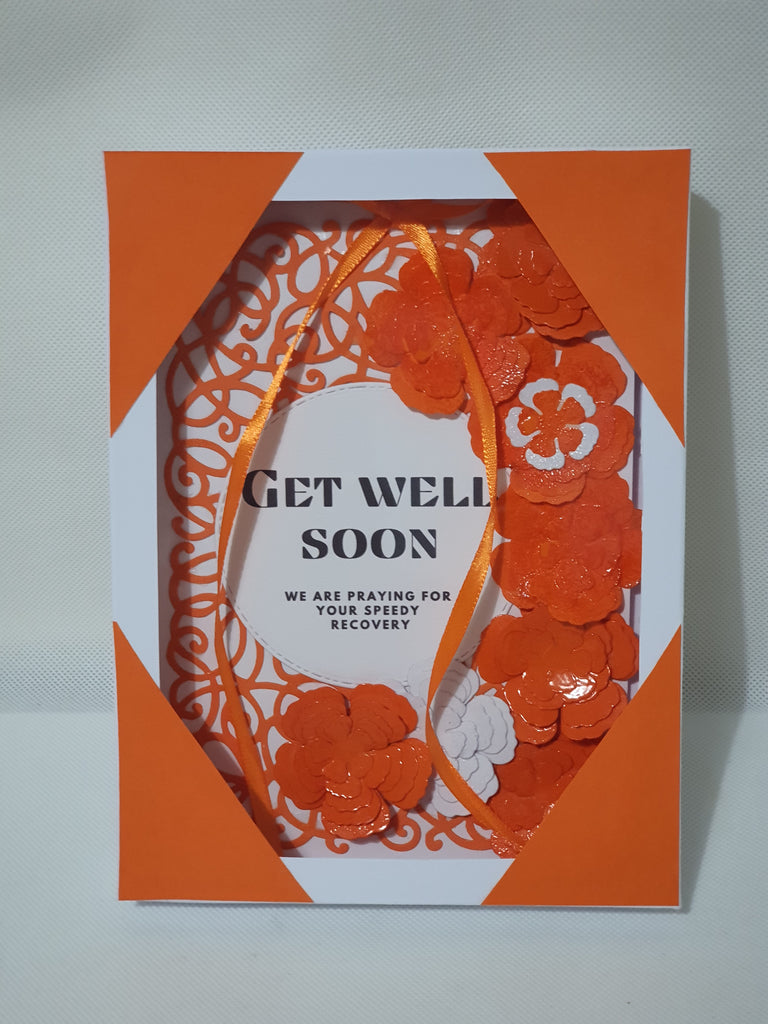 Handmade Orange & White Ribbon Card with Gift Box – CamieRoseUK