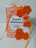 Handmade Orange & White Ribbon Card with Gift Box – CamieRoseUK