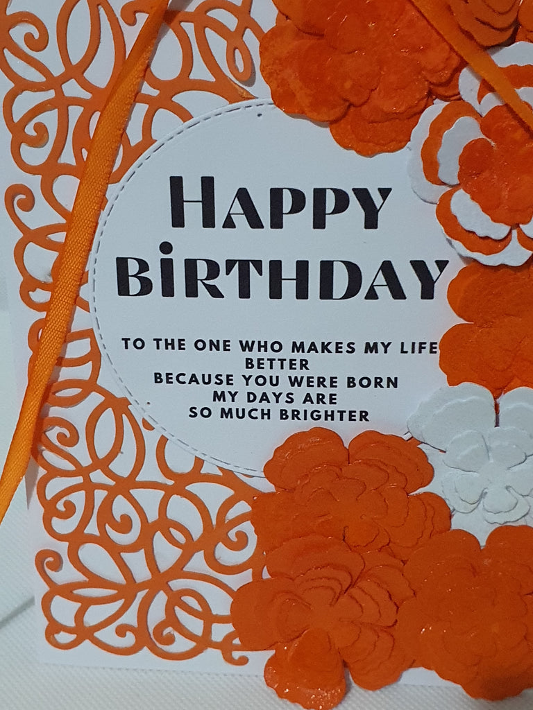 Handmade Orange & White Ribbon Card with Gift Box – CamieRoseUK