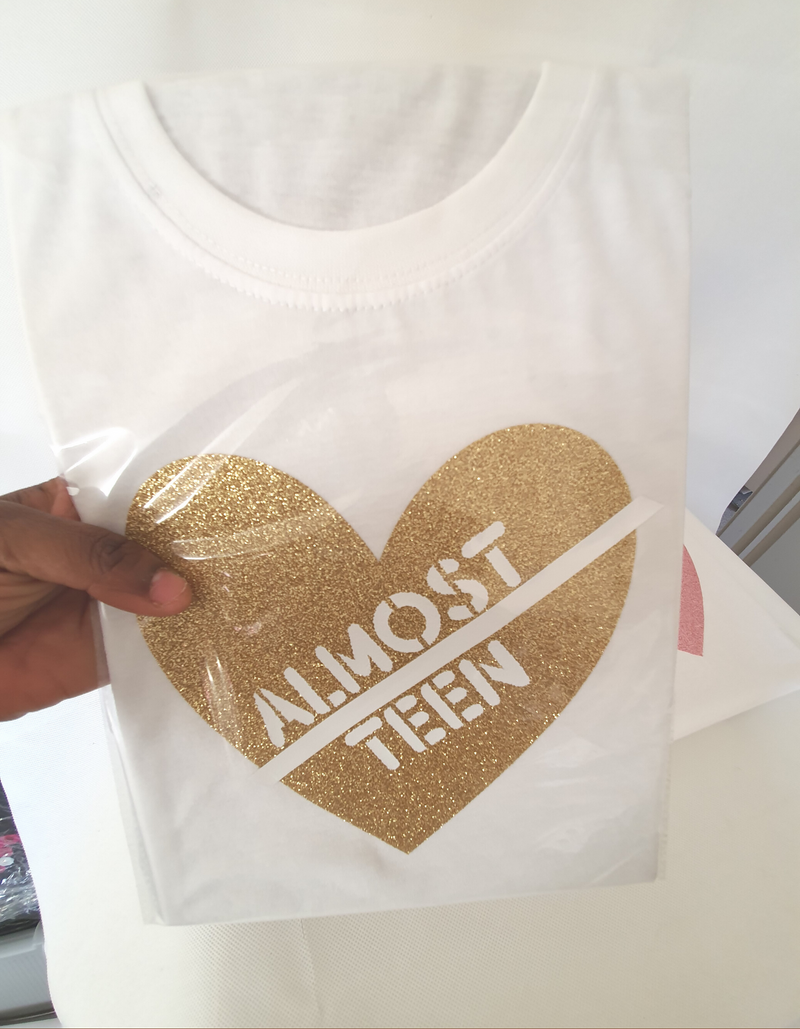 Girls customised T-shirt, Almost Teen, – Stylish Pre-Teen Design"