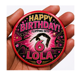 Gymnastics Birthday Badge – Flipping Into Age Personalised Badge