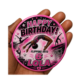 Gymnastics Birthday Badge – Flipping Into Age Personalised Badge