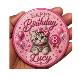 Personalised Kitten Birthday Badge – Cute Cat Birthday Badge – Custom Name & Age Badge