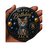 Personalised Kitten Birthday Badge – Cute Cat Birthday Badge – Custom Name & Age Badge