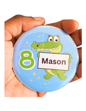 Crocodile theme Birthday Badge - 75mm Customized Buttons by Camieroseuk