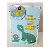Dinosaur birthday card with badge, customised cards at Camieroseuk - Birthday Boy