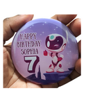 Space theme Inspired Birthday Badge - 75mm Customized Buttons by Camieroseuk