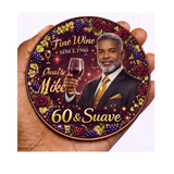 Personalised 60th Birthday Badge – 60 & Suave Custom Name Badge (Male Version)