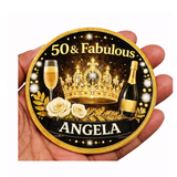 Personalised 50th Birthday Badge – Milestone birthday pin Uk