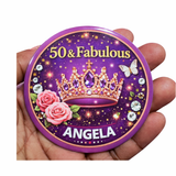 Personalised 50th Birthday Badge – 50 & Fabulous Elegant Floral Design