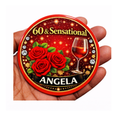 Personalised 60th Birthday Badge – 60 & Sensational Elegant Floral Design