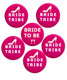 Personalised Hen Party Badge Set – 6 Custom Bridal Pins for the Bride Tribe