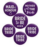 Personalised Hen Party Badge Set – 6 Custom Bridal Pins for the Bride Tribe