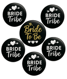 Personalised Hen Party Badge Set – 6 Custom Bridal Pins for the Bride Tribe