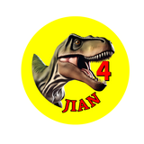 T-Rex birthday badge,  75mm buttons, CamieRoseUK