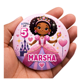 Personalised Princess Birthday Badge – Black Girl Royal Theme, CamieRoseUK