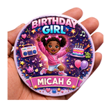 Personalised Birthday Badge – Black Boy & Girl Hip Hop Theme, Custom Name & Age