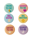 Baby Shower Badge Set – 6 Family Pins for Gender Reveal Party (Boy, Girl, Neutral) by CamieRoseUK