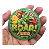 Triceratops Birthday Badge – 75mm Customised Handmade by CamieRoseUK