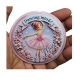 Camieroseuk Ballet Birthday Badge – Custom Name & Age, Ballerina Party Pin