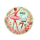 Camieroseuk Ballet Birthday Badge – Custom Name & Age, Ballerina Party Pin