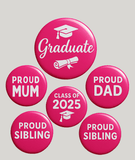 Graduation Badge Set – 6 Custom 75mm Pins | CamieRoseUK