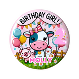 Personalised Farm Birthday Badge – Birthday Girl / Boy (Any Name & Age)