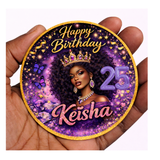 Personalised Glam Birthday Badge – Melanin Queen Custom Age & Name