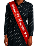 Custom Bridal Party Sash Set – Red with White Lettering