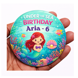 Personalised Mermaid Birthday Badge | Under the Sea Birthday pin