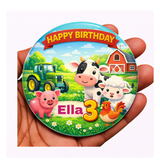 Personalised Farm Birthday Badge |  Barnyard Party pin