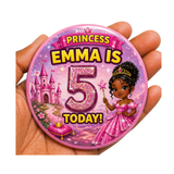 Personalised Black Princess Birthday Badge