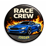 6 Piece Race Crew Birthday Badges – Car Party Badge Set