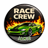 6 Piece Race Crew Birthday Badges – Car Party Badge Set