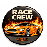 6 Piece Race Crew Birthday Badges – Car Party Badge Set
