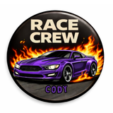6 Piece Race Crew Birthday Badges – Car Party Badge Set
