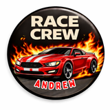 6 Piece Race Crew Birthday Badges – Car Party Badge Set
