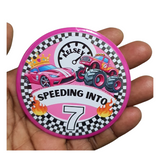 Handmade 75mm Race Car Birthday Badge – By CamieRoseUK