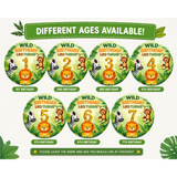 Personalised Safari Birthday Badge – Jungle Theme Name & Age Badge | Kids Birthday Badge