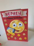 Emoji birthday card for a nephew, handmade cards, customised cards