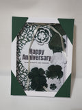 Luxury Handmade Ribbon Card – Dark Green & White