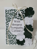 Luxury Handmade Ribbon Card – Dark Green & White
