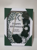 Luxury Handmade Ribbon Card – Dark Green & White