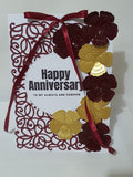Luxury Handmade Burgundy Ribbon Card – Elegant Keepsake for Any Occasion